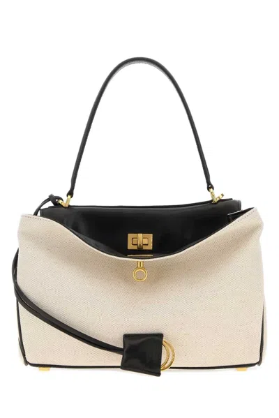 Balenciaga Rodeo Small Linen And Leather Tote Bag In Beige