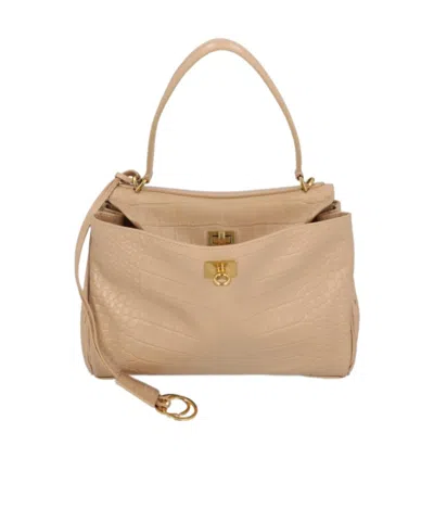 BALENCIAGA RODEO CROCODILE-EMBOSSED SHOULDER BAG