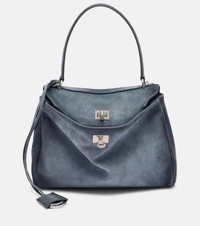 Balenciaga Rodeo Small Suede Top-handle Bag In Gray