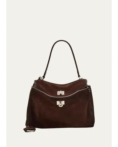 Balenciaga Rodeo Small Suede Top-handle Bag In Brown