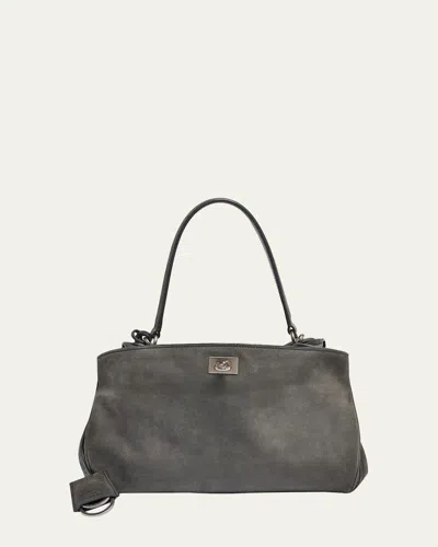 Balenciaga Rodeo Small Suede Top-handle Bag In Storm Grey