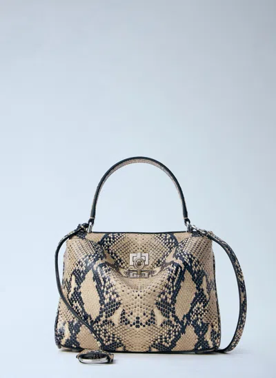 Balenciaga Rodeo Snakeskin-effect Mini Handbag In Sand