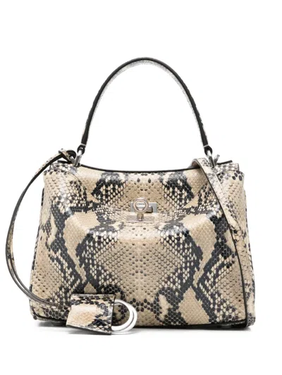 Balenciaga Rodeo Snakeskin-effect Tote Bag In Neutral