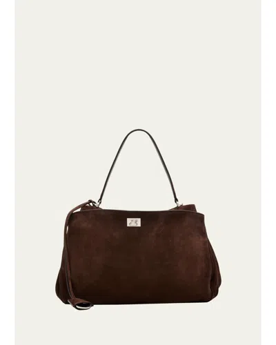 Balenciaga Rodeo Suede Top-handle Bag In Light Espresso