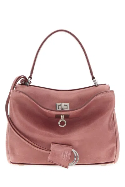 Balenciaga Dark Pink Leather Mini Rodeo Handbag In Blue
