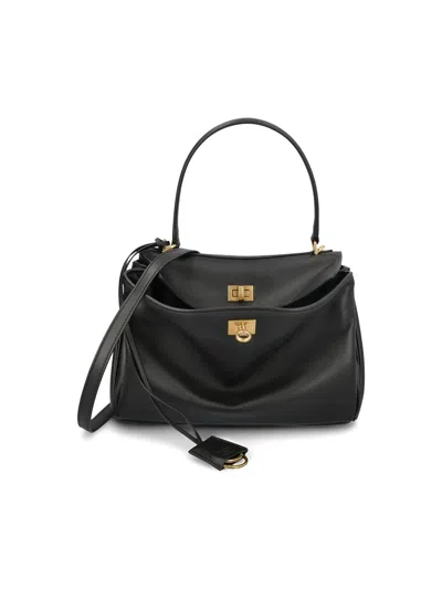 Balenciaga Mini Smooth Calfskin Small Rodeo Handbag In Black