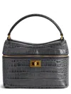 Balenciaga Rodeo Croc-embossed Leather Vanity Crossbody Bag In Gray