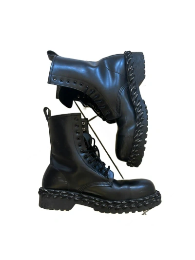 Pre-owned Balenciaga Rope Trim Boots In Black