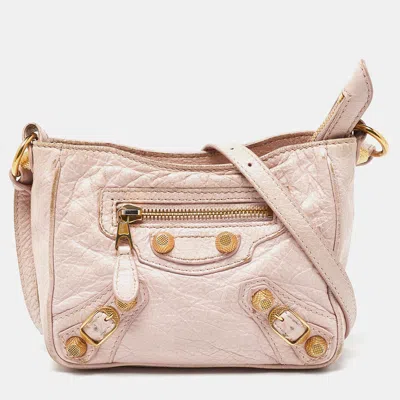 Pre-owned Balenciaga Rose Aubepine Leather Classic Hip Crossbody Bag In Pink