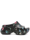 Balenciaga Floral Pattern Rubber Pool Slide Sandals In 黑色