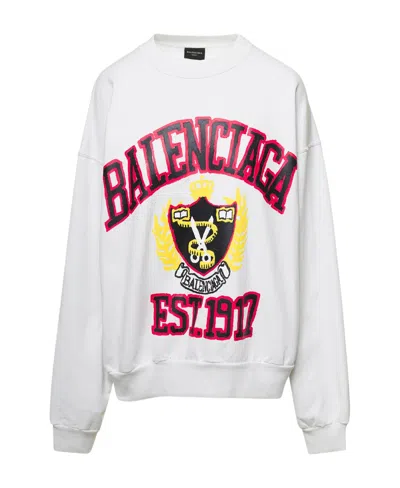 Balenciaga Round Collar Long Sleeve Sweater In Multi
