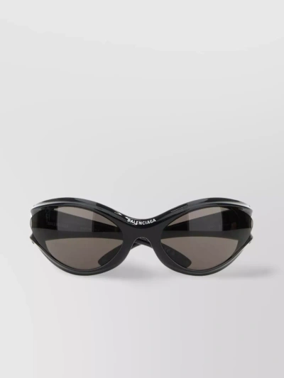 Balenciaga Round Dynamo Sunglasses With Cat Eye Frame In Black