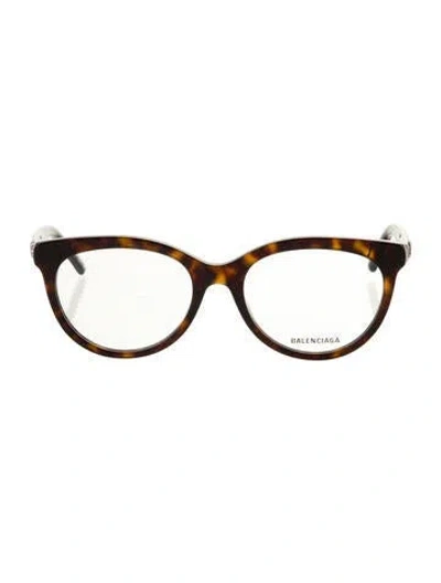 Pre-owned Balenciaga Round Eyeglasses In Brown