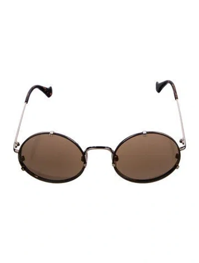 Pre-owned Balenciaga Round Mirrored Sunglasses In Brown