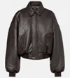 Balenciaga Round Taxi Leather Jacket In Blue