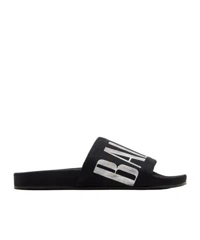 Balenciaga Round Toe Slippers In Black