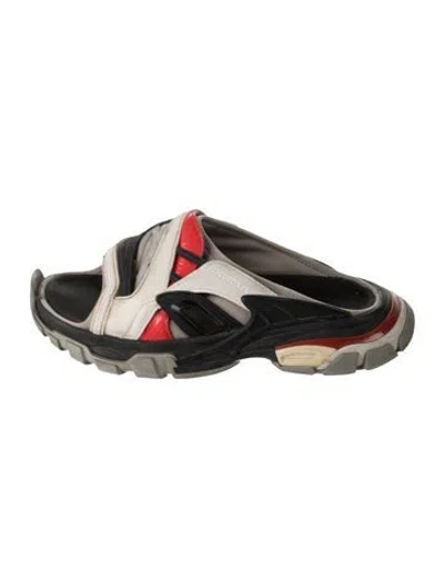 Pre-owned Balenciaga Rubber Colorblock Pattern Slides In White