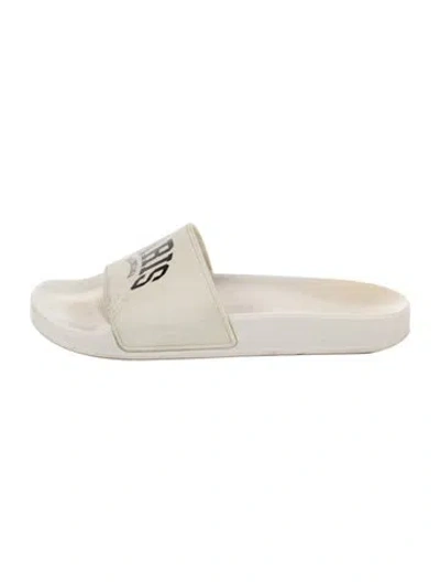 Pre-owned Balenciaga Rubber Graphic Print Flats In White