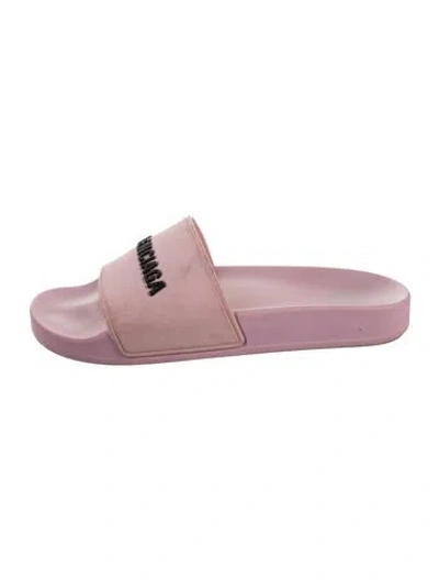 Pre-owned Balenciaga Rubber Graphic Print Mules In Pink