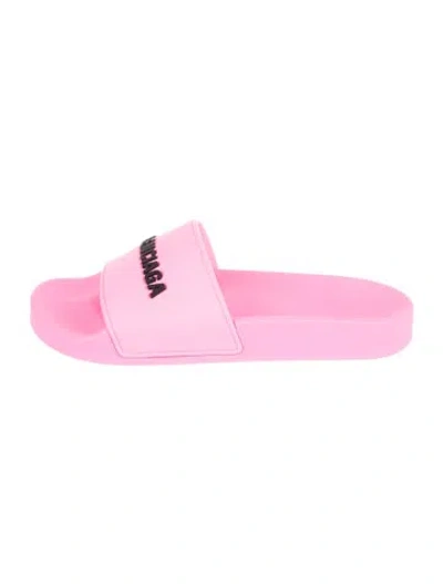 Pre-owned Balenciaga Rubber Graphic Print Slides W/ Tags In Pink