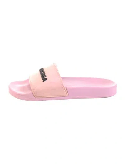 Pre-owned Balenciaga Rubber Printed Slides In Pink