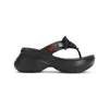 Balenciaga Rubber Sandals With Playful Heart Embellishments In Black