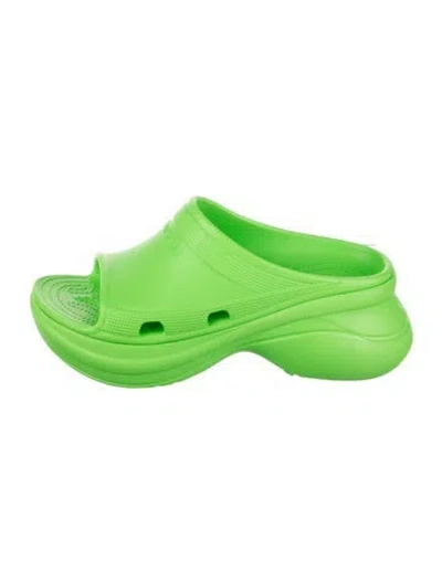 Pre-owned Balenciaga Rubber Slides W/ Tags In Green
