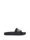 Balenciaga X Scholl Logo Pool Slides In Black