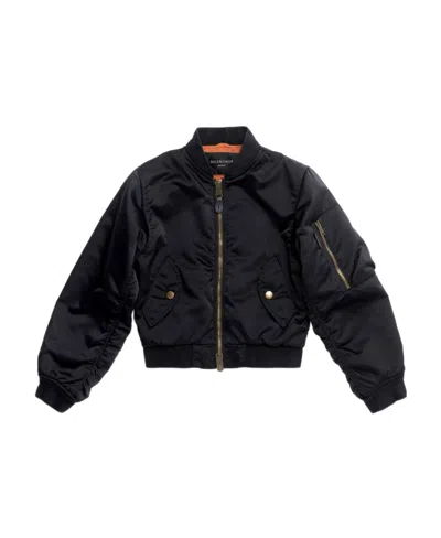 Balenciaga Ruched Bomber Jacket In Black
