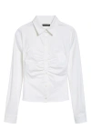 Balenciaga Ruched Long-sleeve Shirt In White