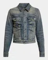Balenciaga Ruched Denim Jacket In Blue