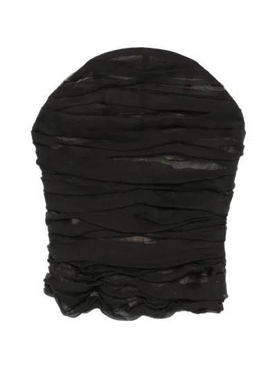 Balenciaga Ruched Silk With Open Back Halterneck Tank Top In Multi