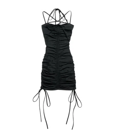 Balenciaga Ruched Mini Dress In Black
