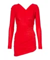 Balenciaga Draped Mini Dress In Red Jersey In Red