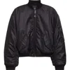 Balenciaga Ruched Sleeve Satin Bomber Jacket In Black