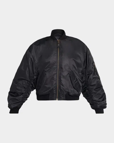 BALENCIAGA RUCHED-SLEEVE TECHNICAL BOMBER JACKET