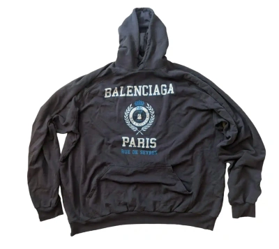 Pre-owned Balenciaga Rue De Sevres Oversized Hoodie In Blue