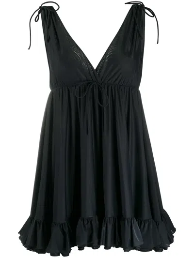 Balenciaga Ruffle Hem Top In Black