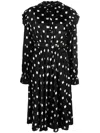Balenciaga Black Ruffle Spot Print Midi Dress In Black