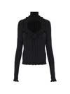 Balenciaga Cotton Rib Knit Heart Cutout Sweater In Black