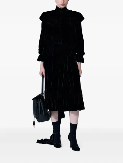 BALENCIAGA RUFFLED LACE-UP MIDI DRESS