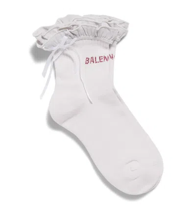 Balenciaga Ruffled Logo Socks In White