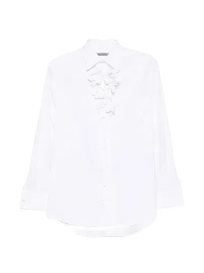 Balenciaga Ruffled-detail Long-sleeve Shirt In White