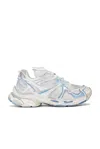 Balenciaga Runner 2 Sneakers With Embossed Heel Loop In White  Light Blue  & Grey