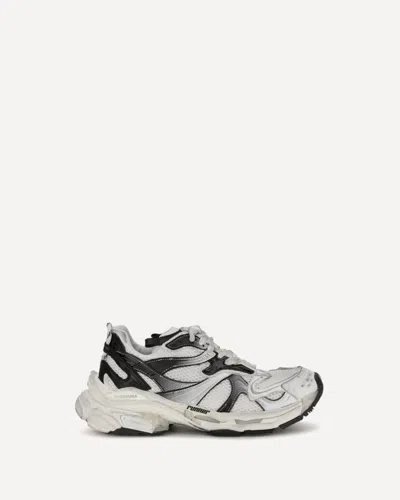 Balenciaga White Mesh Runner 2 Sneakers In Black