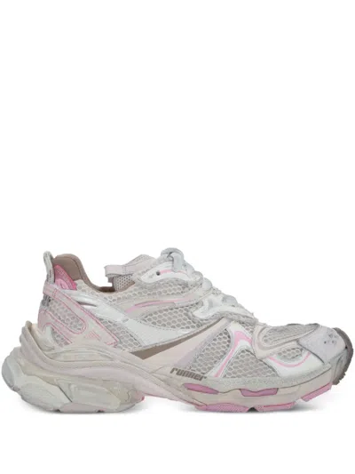 Balenciaga Runner Nylon And Mesh Sneakers In White Red