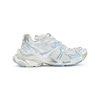 関税込【BALENCIAGA】Runner 2 Sneakers Gray/Light Blue Balenciaga Runner 2 White Light Blue Grey Polyurethane