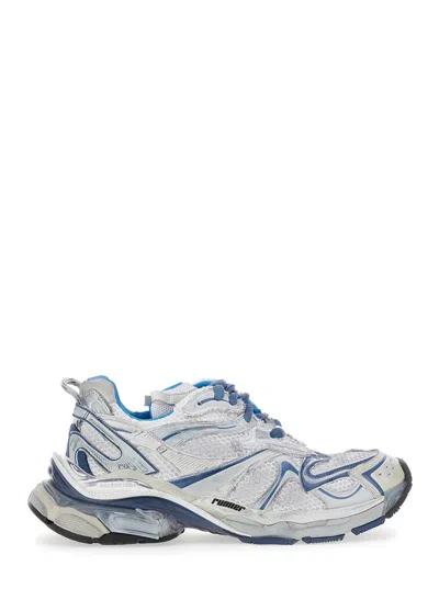 BALENCIAGA BALENCIAGA MEN 'RUNNER 2.0' LIGHT BLUE LOW TOP SNEAKERS WITH RUNNER LOGO IN TECH FABRIC MAN