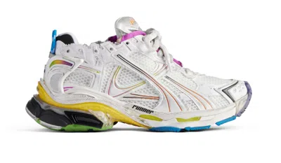 Balenciaga Men White Gradient Runner Sneakers In Neutral