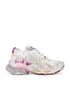 Balenciaga Sneaker Runner White Pink Yellow Fluo In White  Pink  Grey  & Fluo Yellow